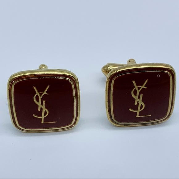 Yves Saint Laurent Red and Gold Cufflinks - Picture 2 of 6